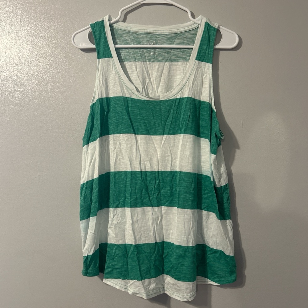 Maurices Emerald and White Striped Tank Top